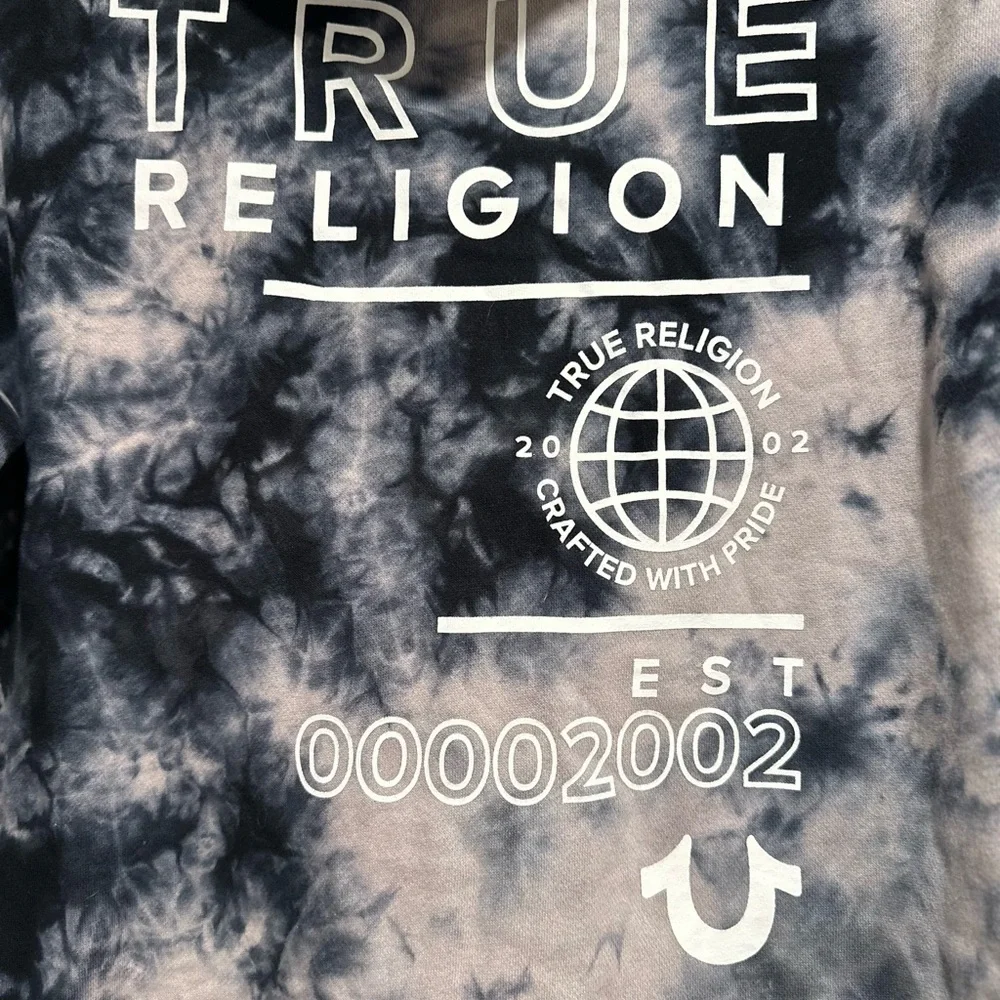NWT True Religion Mens Sz:XL Black & White Tie Dye Full Zip Graphic Print Hoodie